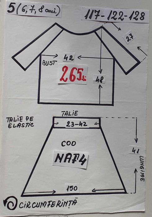 Costum popular pentru copii marimea 5 (6-7-8 ani) 265 lei