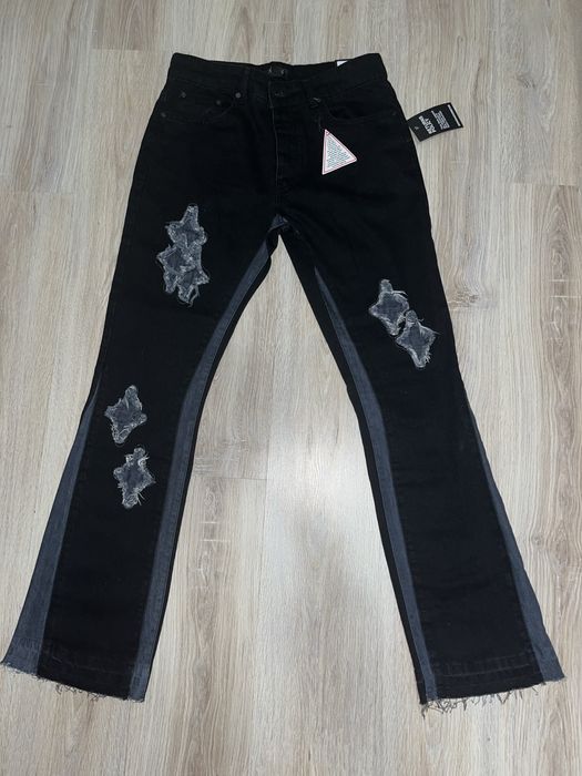 Blugi flared unisex BohooMAN marimea 32 US/48 EUR, noi, nepurtati