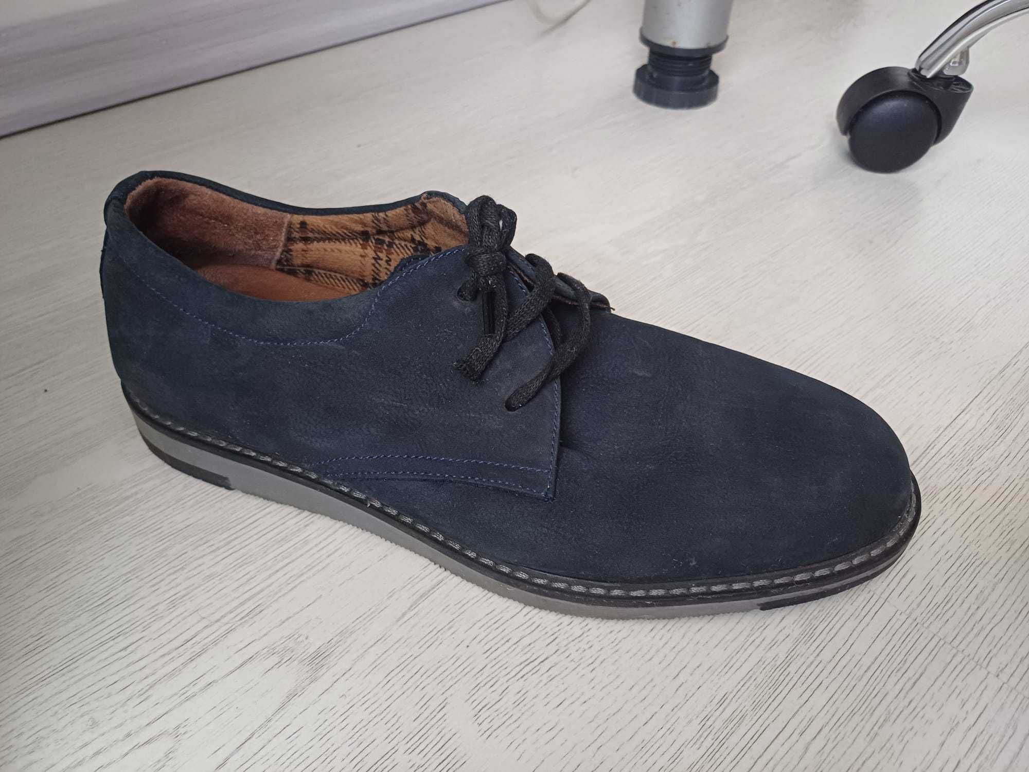 Pantof tip casual,piele intoarsa,blue-marin,aproape noi