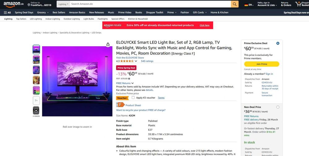 Set 2 Lampi LED SMAER RGB,control APP + music Sync, REDUS de la 300RON