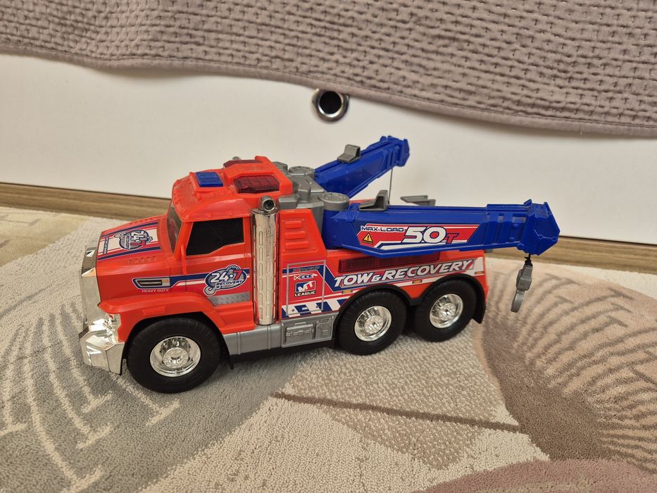 Hot Wheels: Mega Rex и автовоз. Bugatti, пътна помощ Dickie