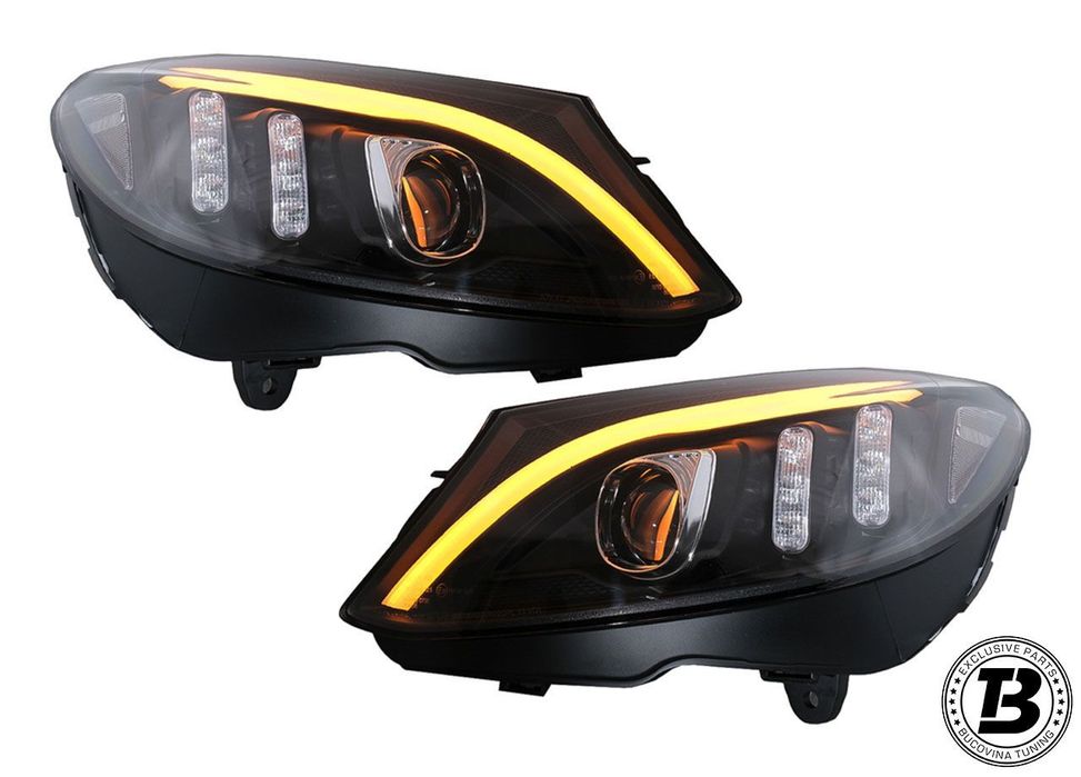 Faruri LED compatibile cu Mercedes C Class W205 Black Design