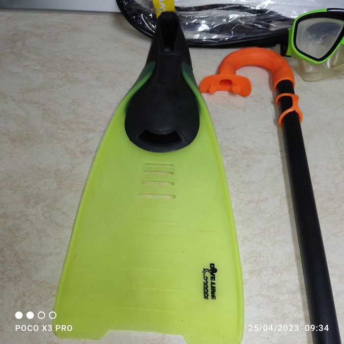 Labe inot Dive Line + ochelari+ tub respirat,  marimea 35-36