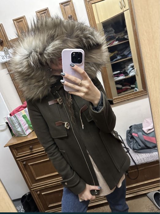 Палто Зара/zara с голяма качулка