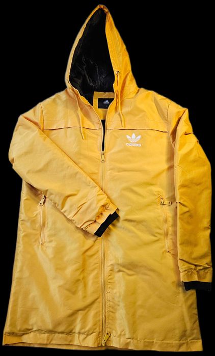Спортно мъжко яке Adidas XL подплатено жълто с цип и качулка