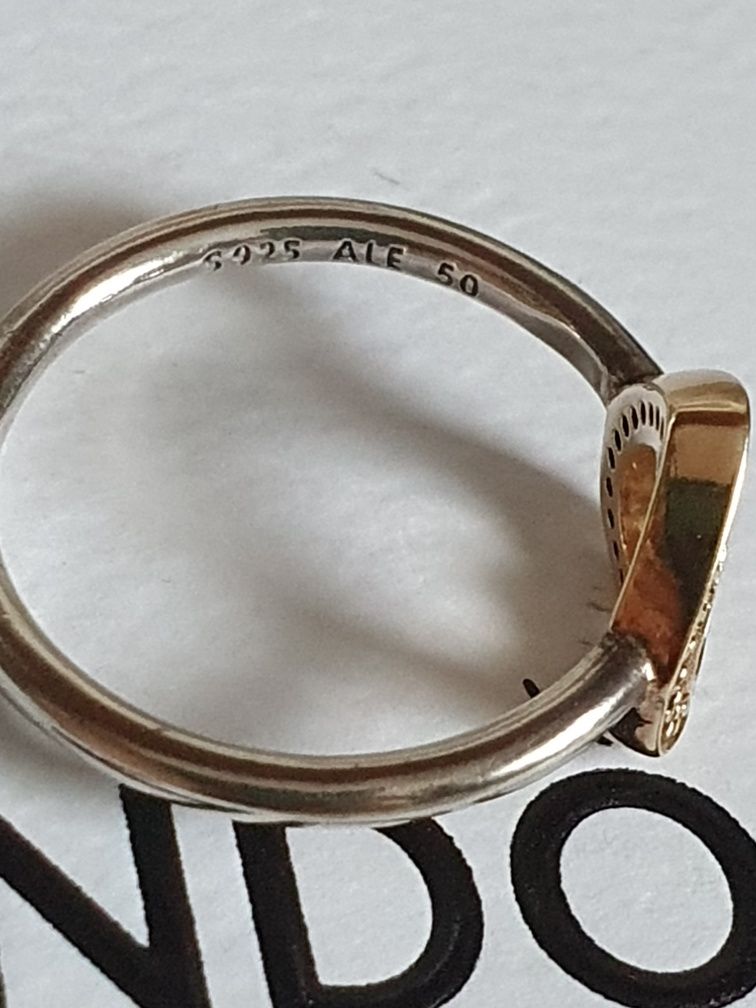Пандора/Pandora оригинален пръстен с 14к.златно сърце
