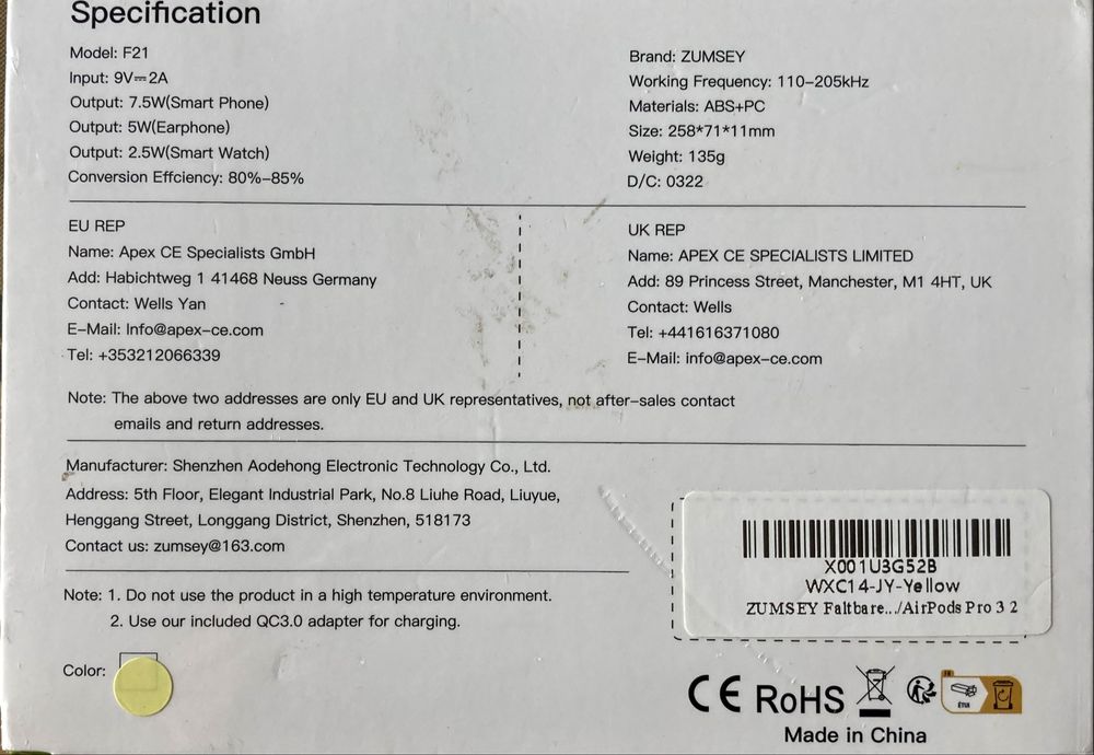 Zumsey chager 3 in 1 pt apple