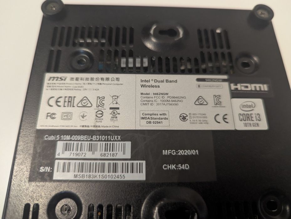 MSI Cubi 5 - i3-10110u, 16gb DDR4, 256gb SSD NVME