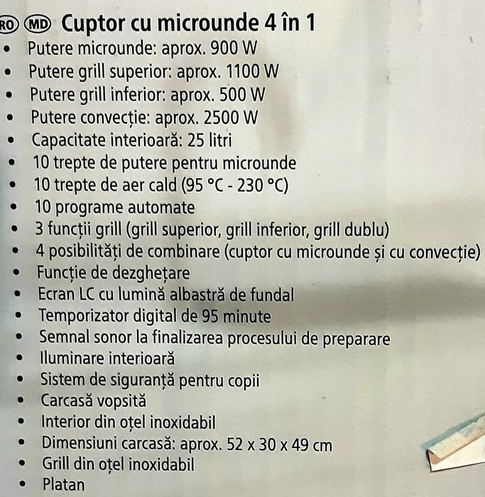 Cuptor cu microunde 4 in 1 SWITCHON INOX - NOU 495 Lei