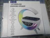 Statie incarcare wireless cu lampa rgb, ceas si boxa bluetooth