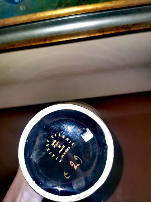 Гръцка ръчно изработена и рисувана ваза от 24-каратово злато