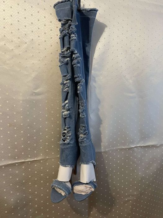 Дънкови високи ботуши