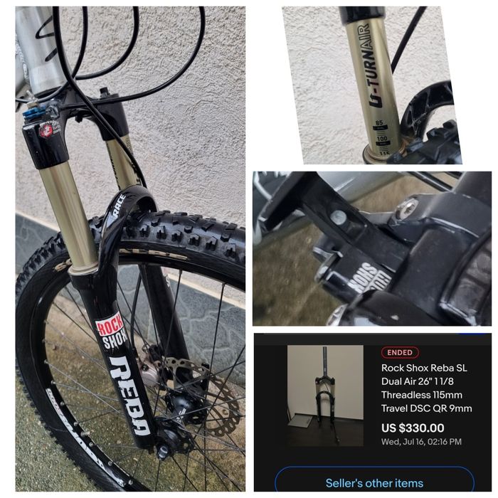 Furca aer MTB 26" Rock Shox Reba cu buton de blocaj pe ghidon