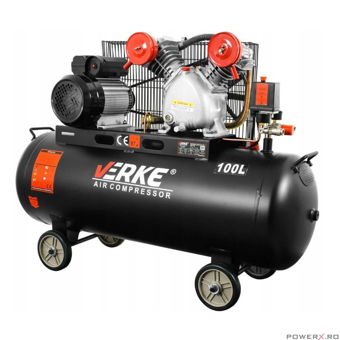 Compresor 100 litri, 2 pistoane pe ulei, motor electric 3 CP, 230 V,