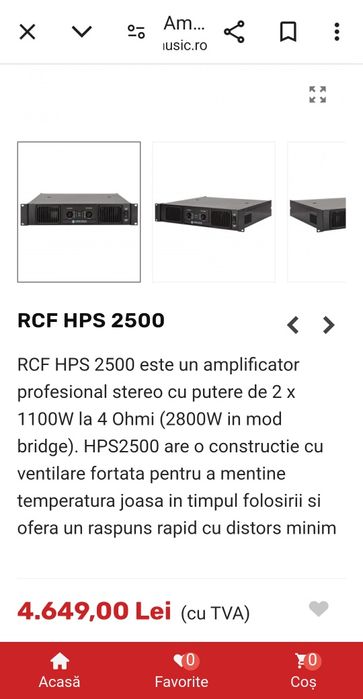 Amplificator statie putere Reloop RA 1500 PRO sau RCF HPS 2500