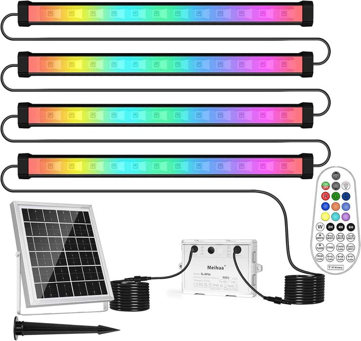 Spot solar RGB, 10 culori, 30 de moduri, temporizator