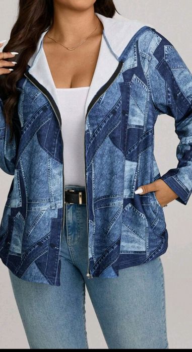 Ново дамско сако ХЛ-ХХЛ с цип и качулка