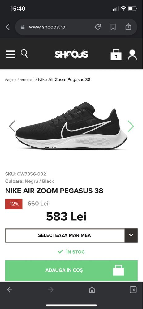 Nike Air Zoom Pegasus 38,marime 40,5