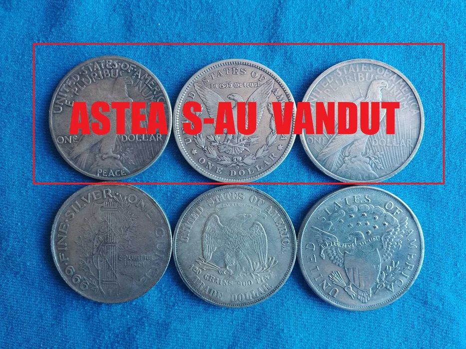 Silver Dollars 3 Monede de Argint USA FINE silver one dollar coins