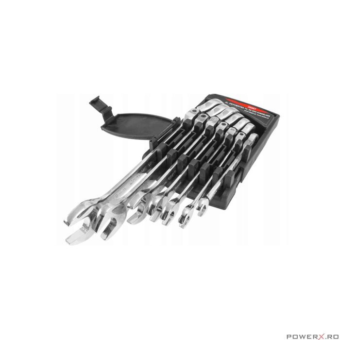 Set de 7 chei combinate, cu clichet, balama, 8-19mm, Verke