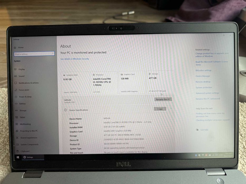 Vand laptop 15.6" Dell Latitude 5510 i5-10310U 8gb 512gb ssd