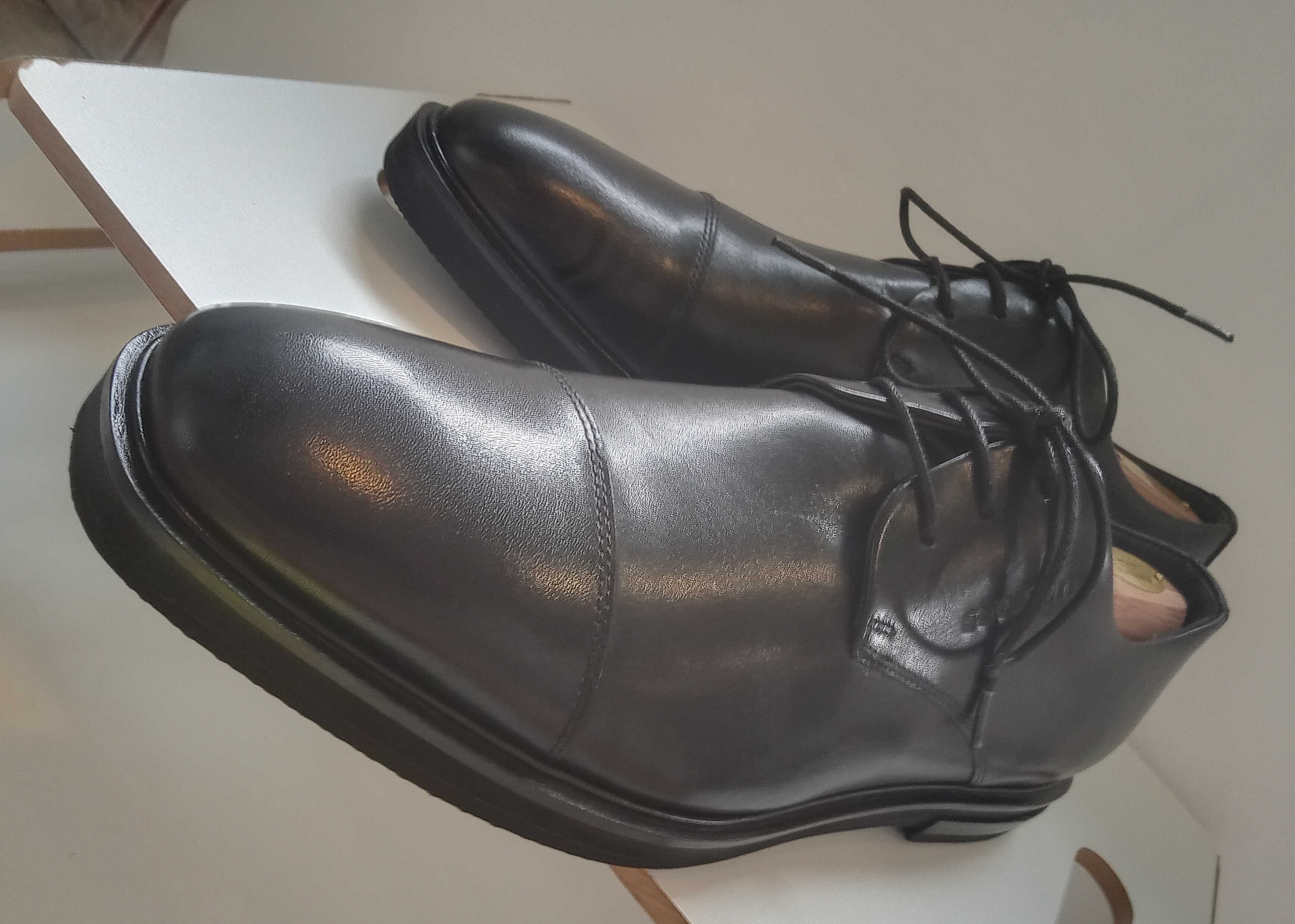 Pantofi derby 46 cap toe premium Strellson piele naturala moale NOI