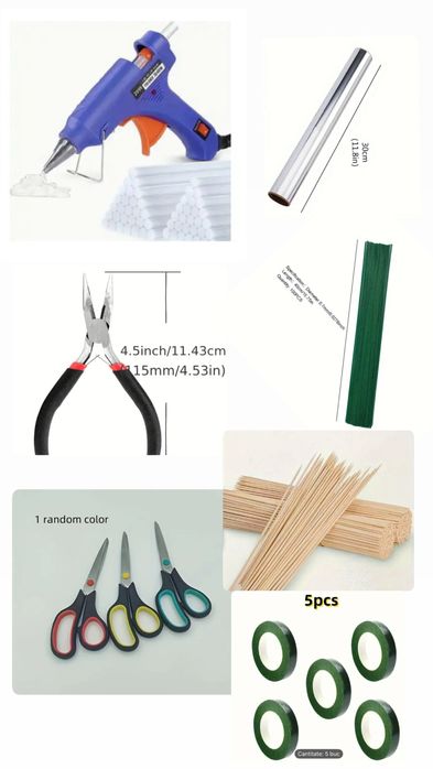 Set articole pentru realizarea florilor din hârtie floristică