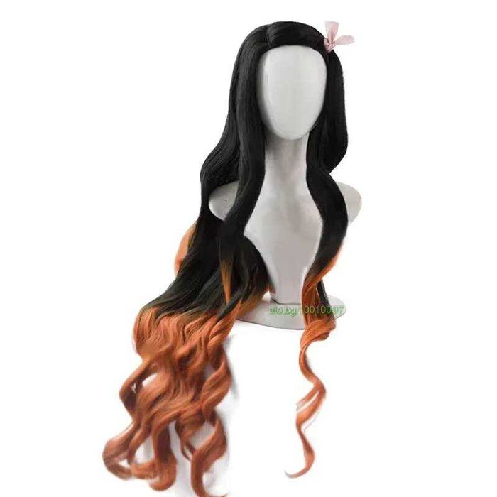 Аниме косплей перука Nezuko Kamado два цвята черно кафява