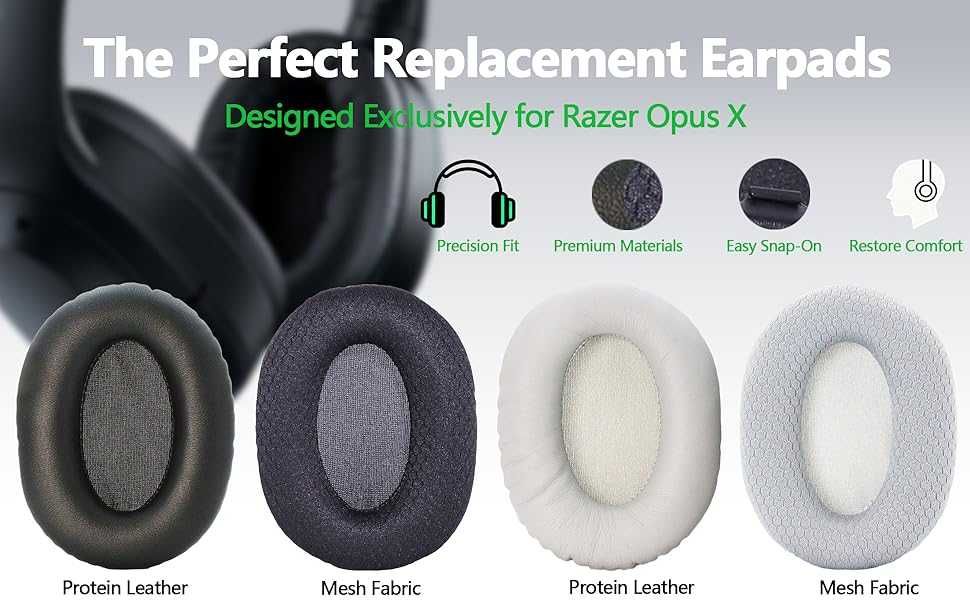 Set 2 bureti pentru casti Razer Opus X - Spuma cu memorie