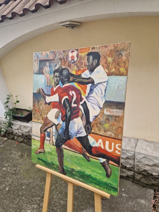 Страхотна антикварна картина масло върху платно