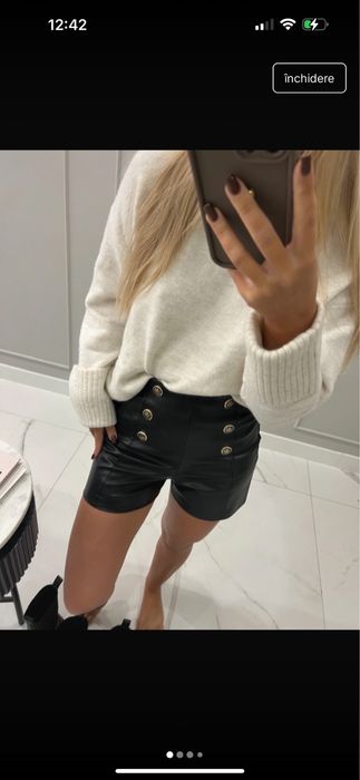 Pantaloni scurti piele Zara