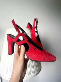 Pantofi piele rosii pierre cardin