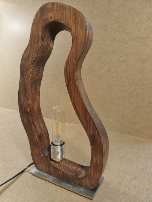 Decoratiune corp iluminat lemn masiv/otel masiv