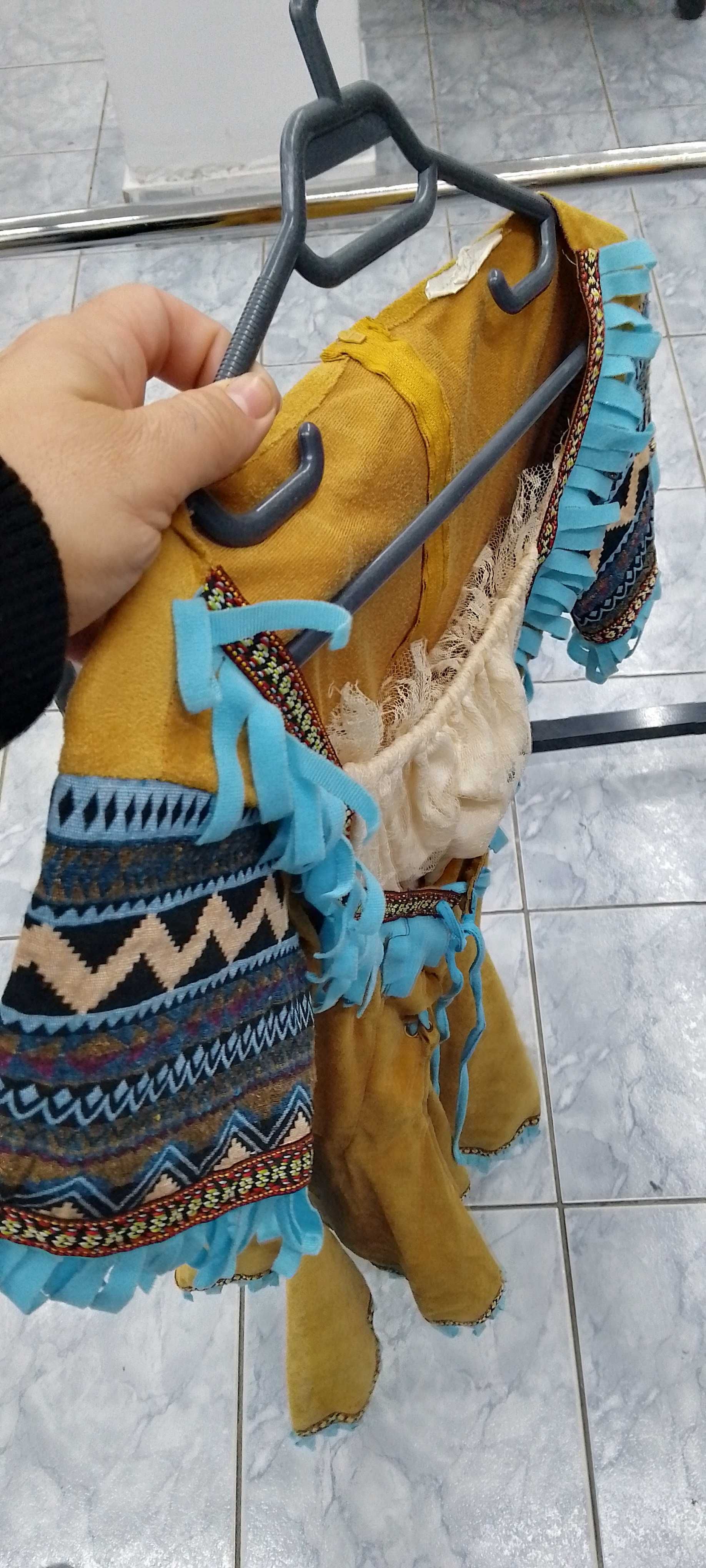 Rochie tradițională bumbac imitație piele
