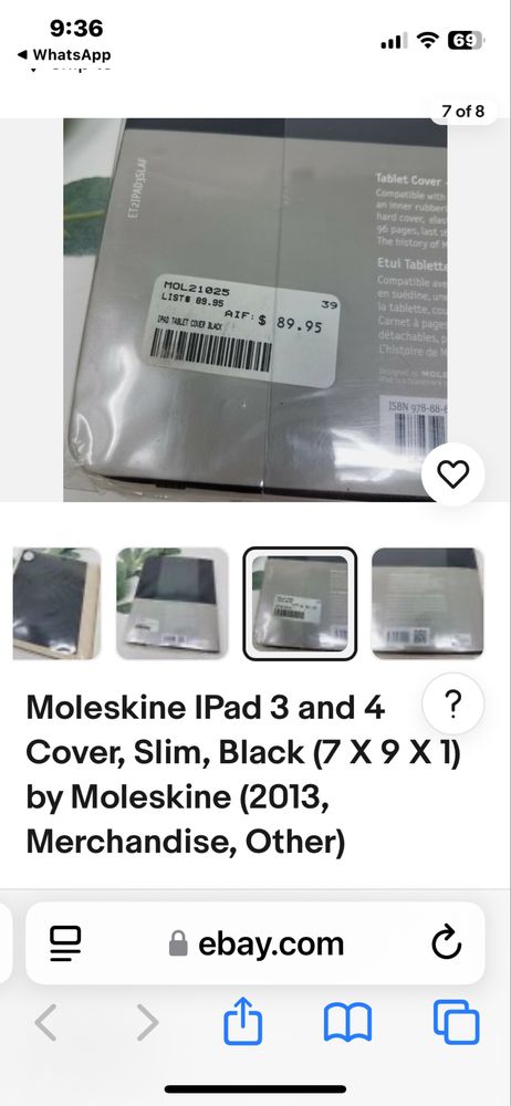 Капак тефтер Moleskine IPad 3 и 4 тънък черен (7 X 9 X 1) от Moleskine
