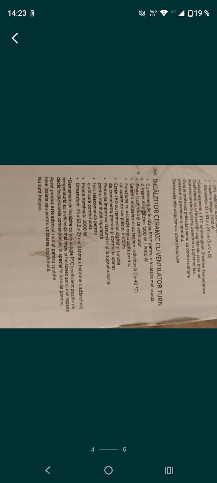 Încălzitor ceramic cu ventilator turn. NOU!