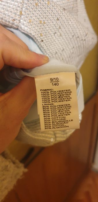 Официална детска рокля с пайети, 8-10г, 140