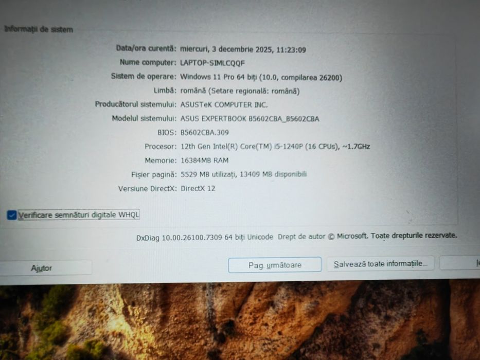 Asus ExpertBook 16" /  i5 1240P. Iris XE graphic. 512 ssd