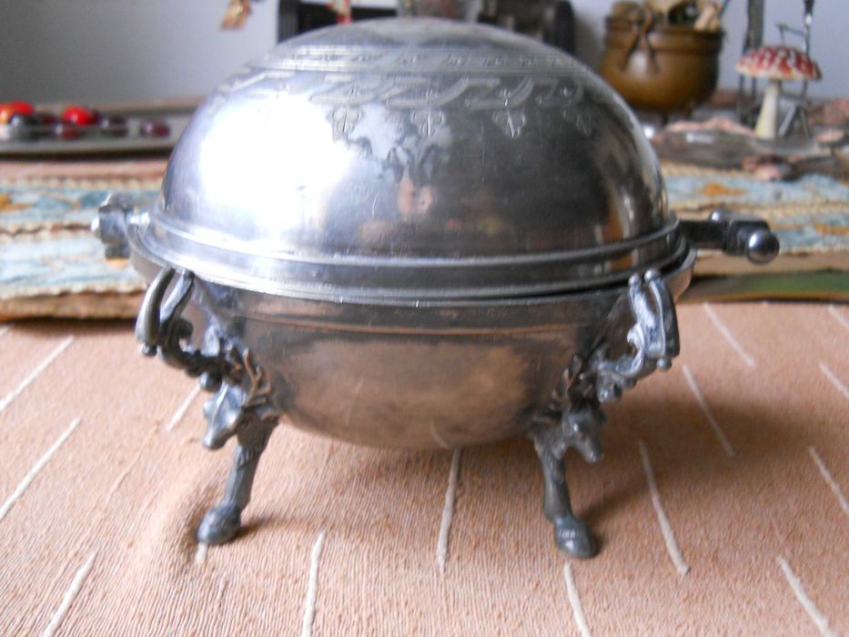 Vas metal argintat,pentru unt/caviar,Reed&Barton/SUA,fine sec.19