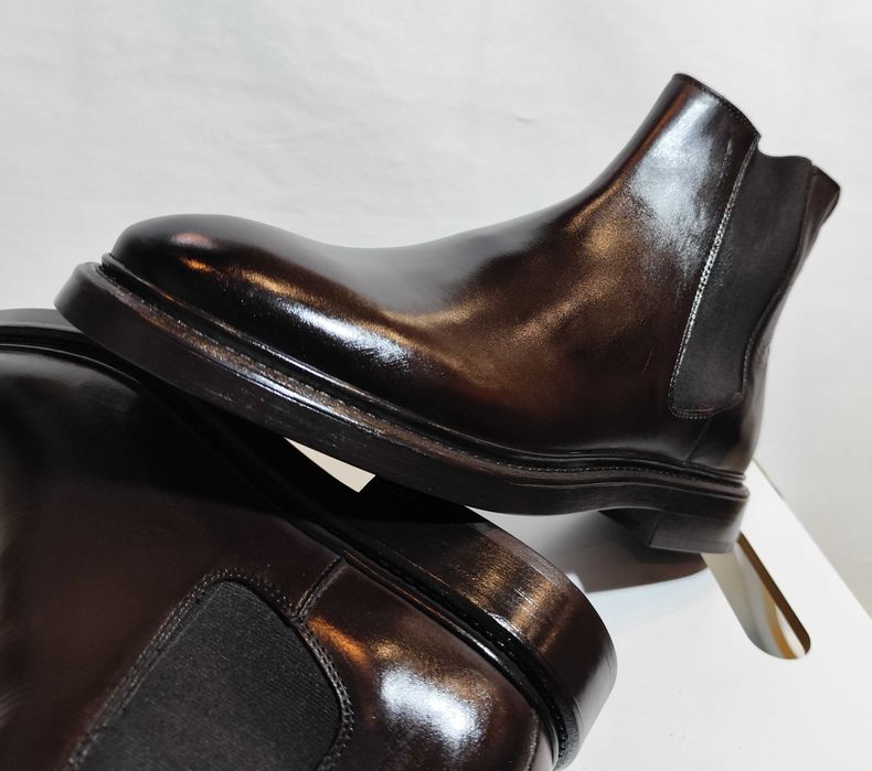 Ghete chelsea 42.5 43 plain toe ZARA NOI piele naturala moale maro