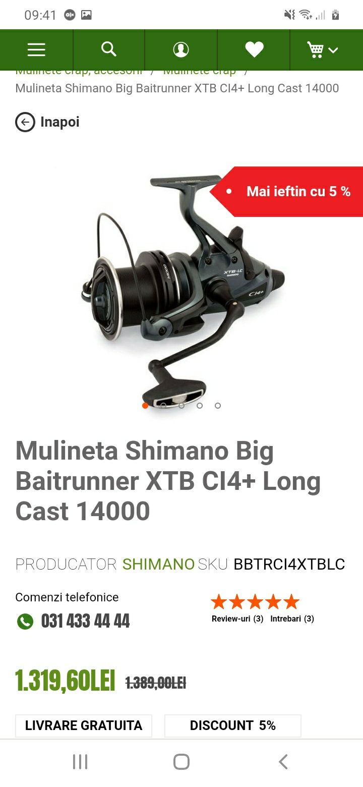 2 mulinete shimano big baitrunner ci4 xtb lc 14000