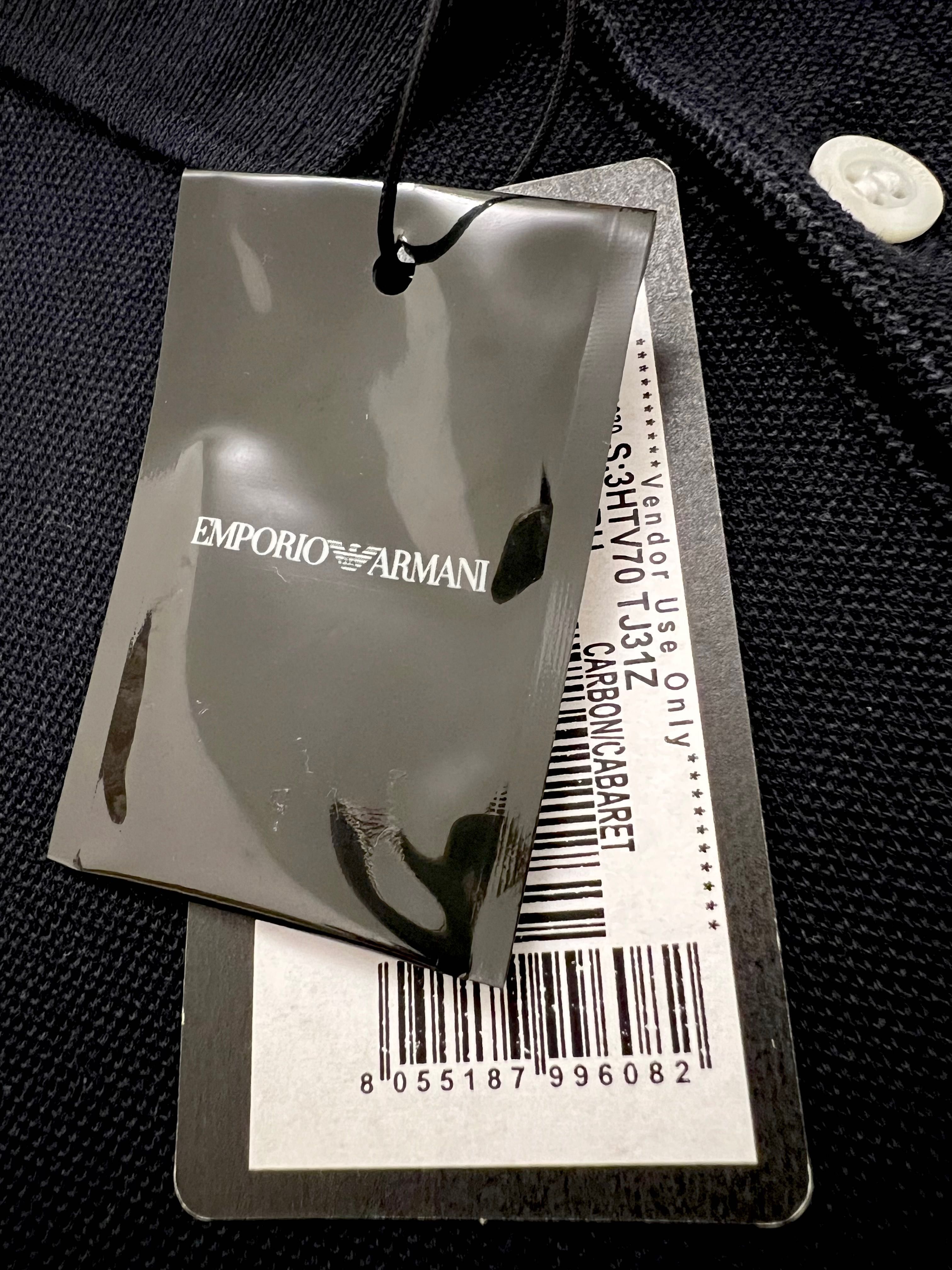 Брендовое мужское поло тенниска Emporio Armani. Италия. Темно синий