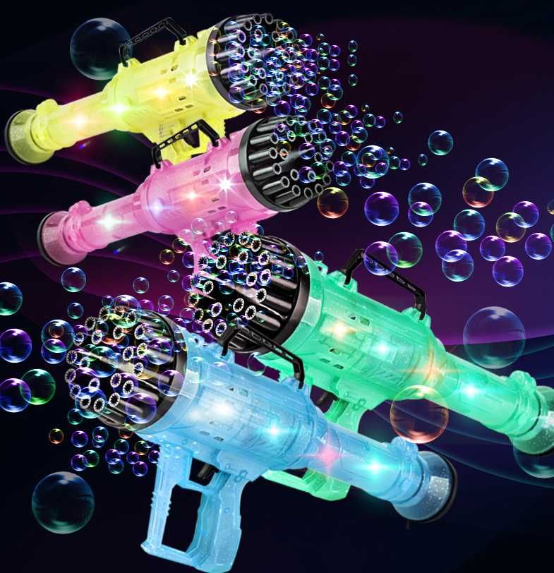 BubbleGun LED Машина за светещи сапунени балони мехури 21 дула автомат