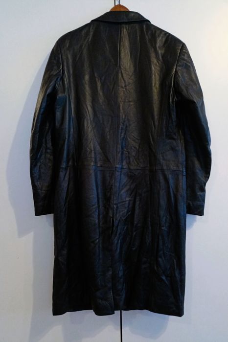 Trenci din piele neagră Scout, căptușeală din lână, stare foarte bună,