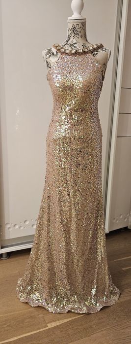 Rochie eleganta de seara din paiete cameleon cu spatele gol