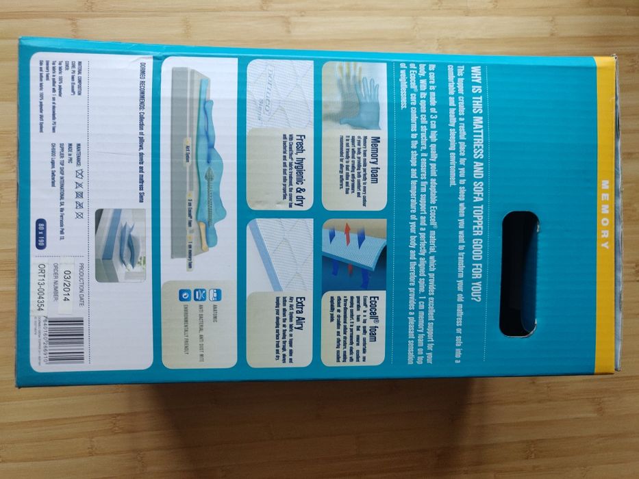 Saltea -topper Dormeo siena de 80 x190 cm