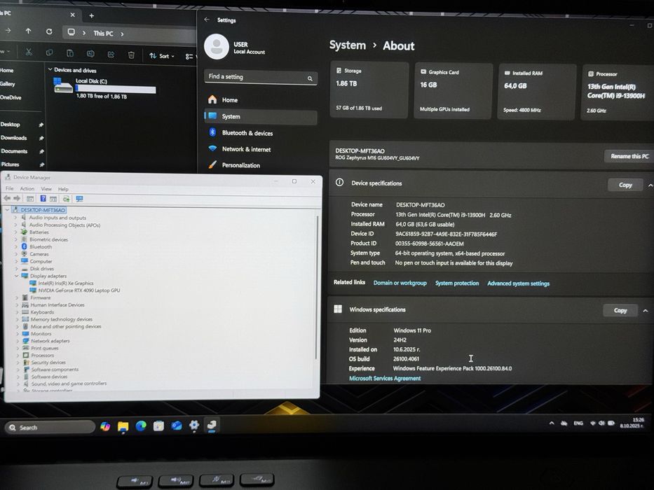 16’QHD+240Hz/RTX 4090 16GB/Asus Zephyrus M16/i9-13900/64GB DDR5/2TB