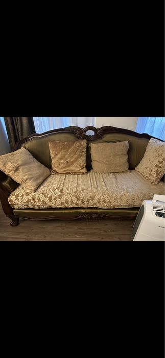 Vand set canapea, 2 fotolii vintage lemn masiv!  Accept si schimb!