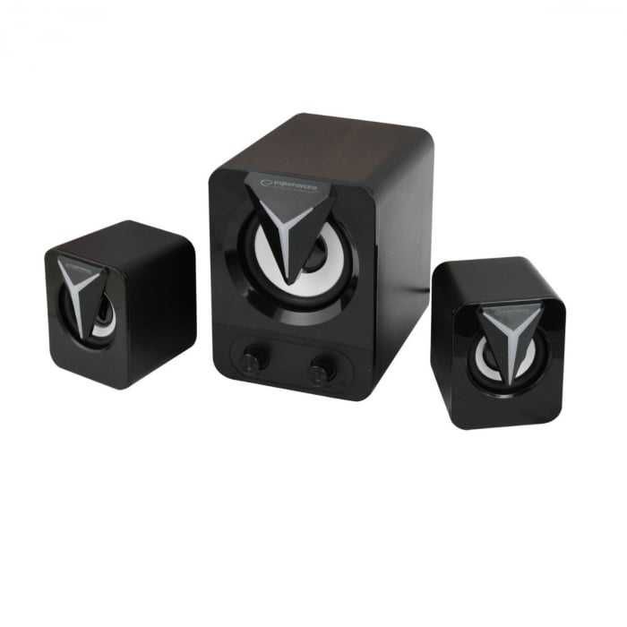 Boxe stereo 2.1 Soprano, 10W, alimentare USB, iluminare RGB, negre,noi