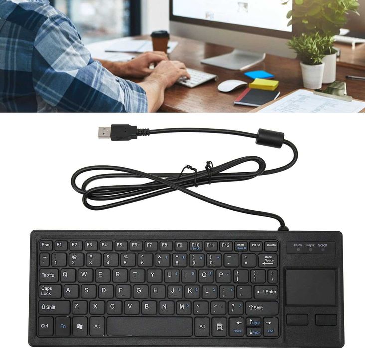 Клавиатура LICAEVEY K 800 с тъчпад, USB кабелна с вграден USB хъб